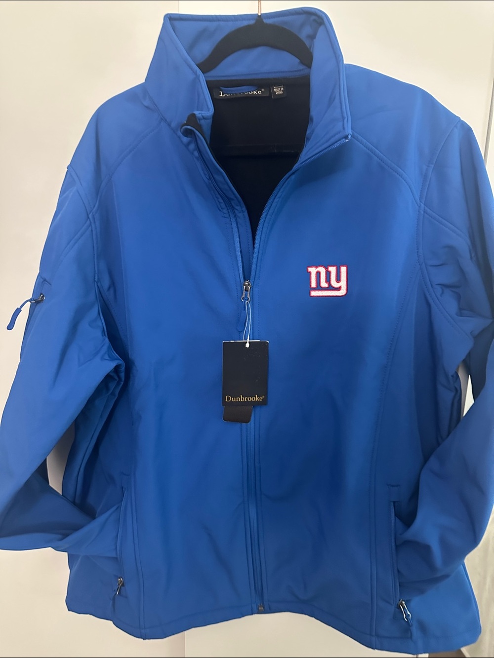 Dunbrooke Royal Blue Softshell Windbreaker with NFL team apparel NY Giants Logo